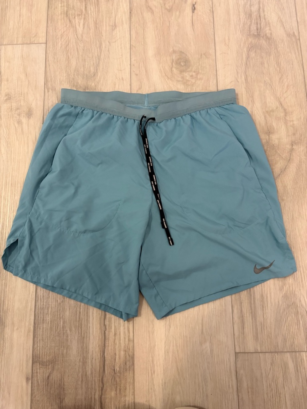 Nike Teal Blue Performance Running Shorts with Black Drawstring